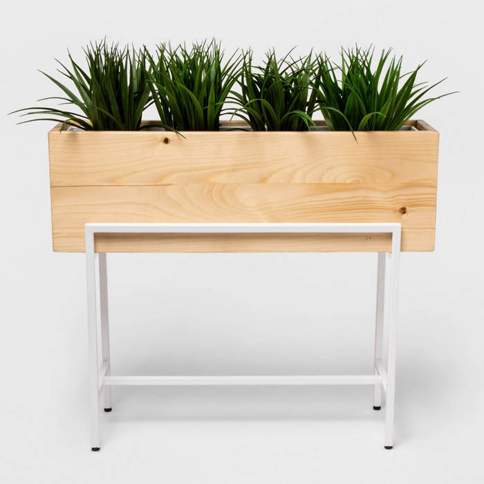 project 62 indoor planter 20" x 7" Wooden Box Planter with Stand White/Natural