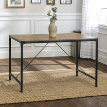 4 Person Modern Industrial Farmhouse Wood and Metal, Barnwood Brown