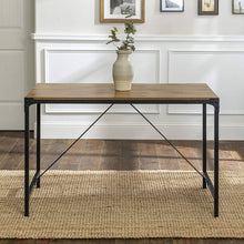 4 Person Modern Industrial Farmhouse Wood and Metal, Barnwood Brown