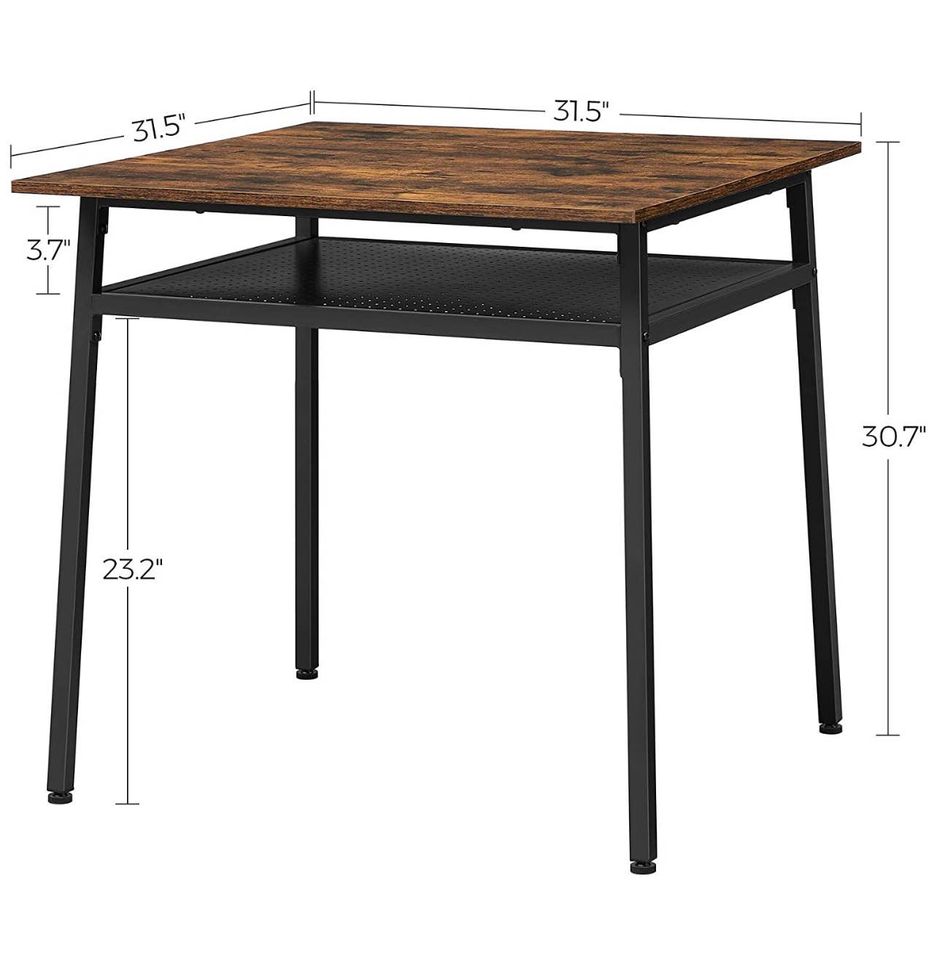 Square Bar Height Kitchen Table with Storage Compartment