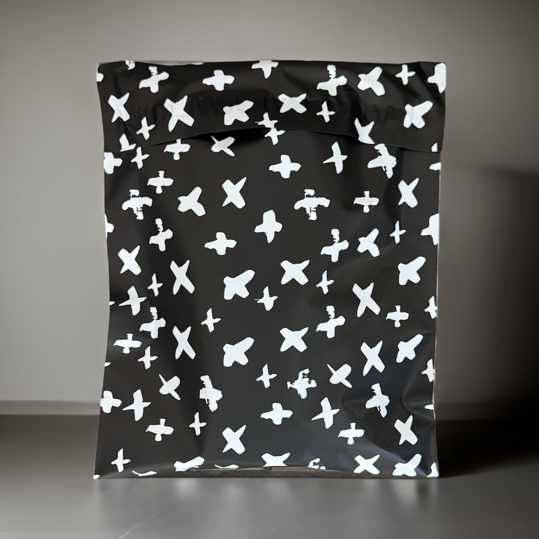 Designer Poly Mailers – Black & White Abstract Pattern – 10x13 Inches, Self-Sealing, Waterproof, Tear-Resistant Shipping Bags for Small Business & E-Commerce (Pack of 50)