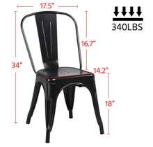 Set of 4, Metal Dining Chairs, Black