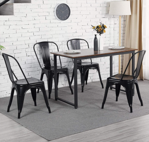 Set of 4, Metal Dining Chairs, Black