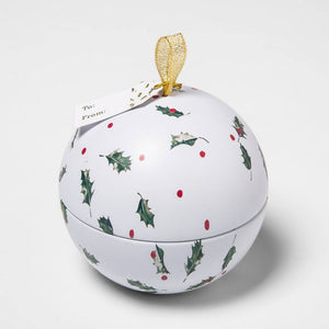 7.4oz Ornament Tin Jar Candle Holly Berry Branch - Threshold