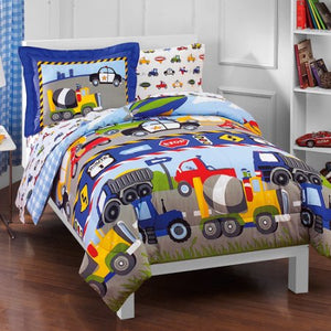 Dream Factory Trains and Trucks Twin Comforter Set Bedding