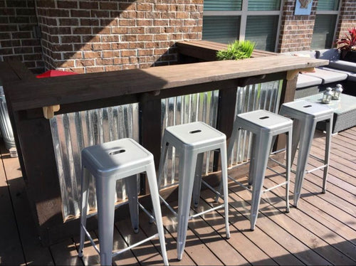 Set of 4, 30” Metal Bar Stools, Silver