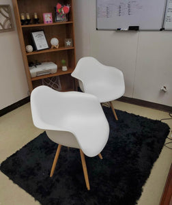 Set of 2, Mid Century Modern Plastic Arm Chairs, White