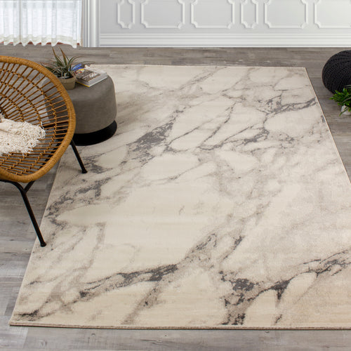 Kalora Infinity Marble Rug, Cream