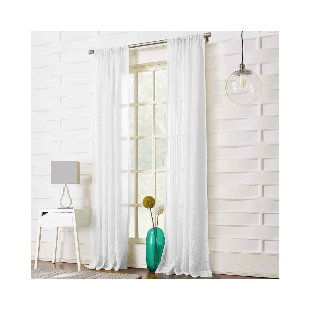 No. 918 Ladonna Rod Pocket Solid Semi-Sheer Window Curtain Panel (50 X 63 - White)