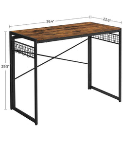 39” Writing Desk or Computer Desk, Rustic Brown and Black