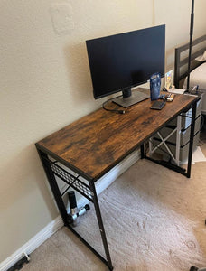 39” Writing Desk or Computer Desk, Rustic Brown and Black