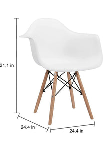 Set of 2, Mid Century Modern Plastic Arm Chairs, White