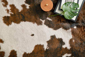 Loloi II GC-05 Grand Canyon Collection Faux Cowhide Area Rug, 3'-10" X 5', Beige/Brown