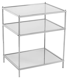 Southern Enterprises Knox Glam Mirrored Side Table, Rectangular, Clear/Chrome