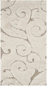 Safavieh Florida Shag Collection SG455-1111 Scrolling Vine Cream Graceful Swirl Area Rug