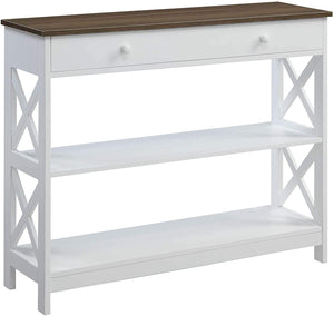 1 Drawer Console Table, Driftwood / White