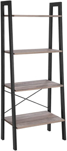 4-Tier Bookshelf with Steel Frame, Greige and Black