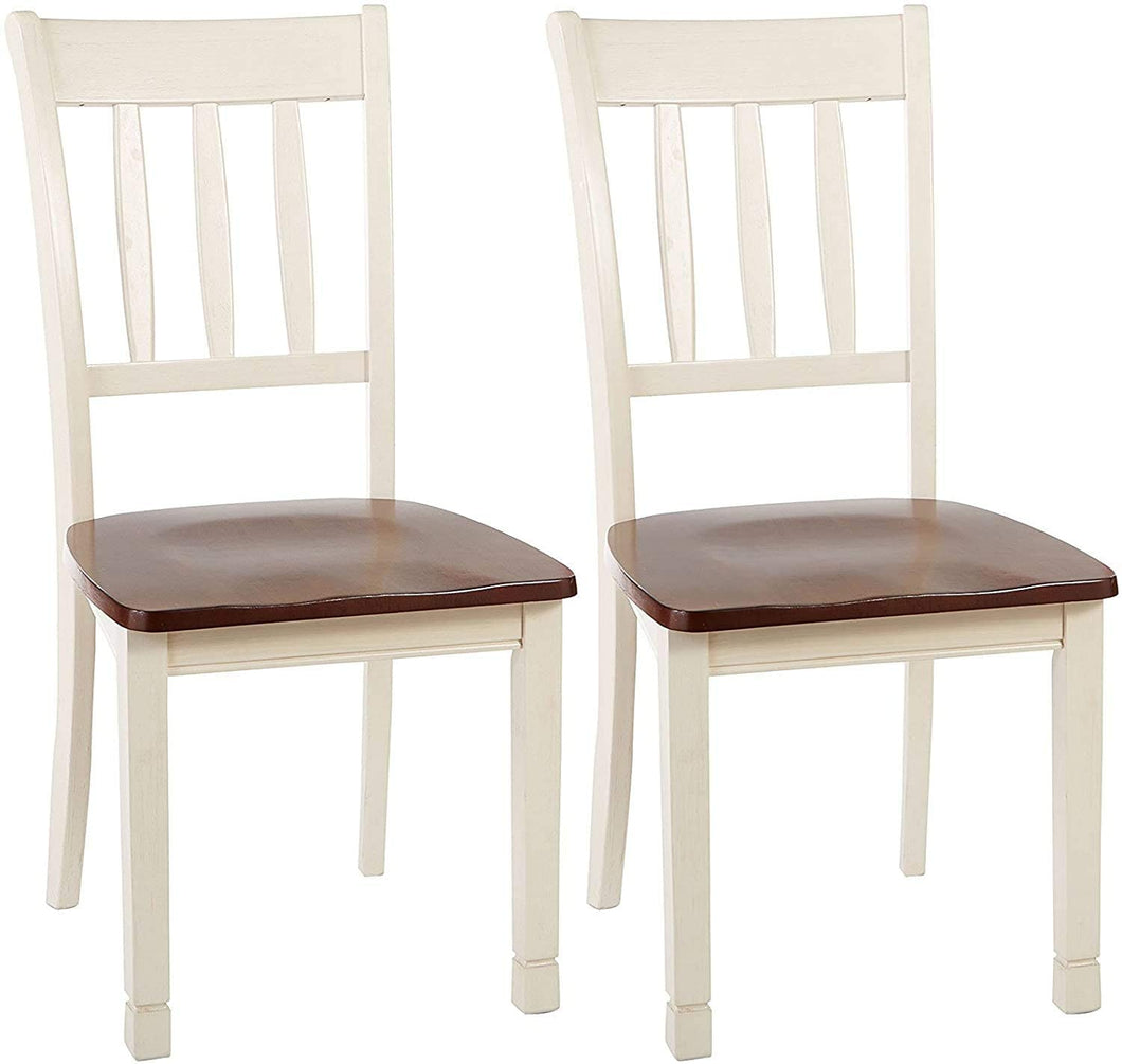 Set of 2, Farmhouse Dining Room Chairs, Brown/Cottage White