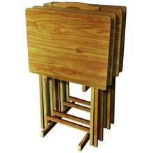 PDG 5 Piece TV Tray Set Wood, Natural - Material: Metal, Hardwood (Frame)