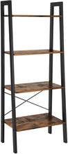 4-Tier Bookshelf with Steel Frame, 55"H, Rustic Brown + Black