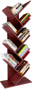 9 Shelf Tree Bookshelf, 55" High, Organize Books, Movies, Records and More, Cherry