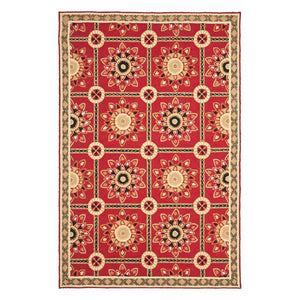 Safavieh Easy to Care Collection EZC711A Hand-Hooked Red and Natural Area Rug