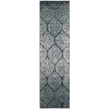 Safavieh Madison Collection MAD604G Navy and Silver Distressed Ogee Area Rug