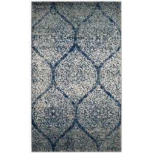 Safavieh Madison Collection MAD604G Navy and Silver Distressed Ogee Area Rug