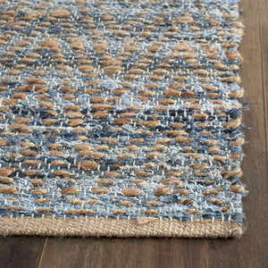 Safavieh Cape Cod Collection CAP353A Hand Woven Natural and Blue Cotton Area Rug, 10 feet by 14 feet (10' x 14')