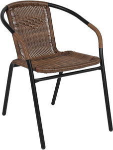 Set of 4, Pack Medium Brown Rattan Indoor-Outdoor Stacking Chair