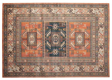 Abacasa Brooks Area Rug, 94"W x 134"L x .25"H, Aqua/Copper/Black/Ivory