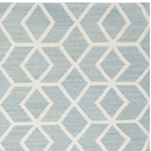 Safavieh Dhurries Collection DHU560A Hand Woven Blue and Ivory Wool Square Area Rug