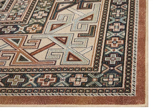 Abacasa Brooks Area Rug, 94"W x 134"L x .25"H, Aqua/Copper/Black/Ivory