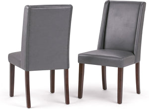 Simpli Home Sotherby Contemporary Deluxe Dining Chair (Set of 2) in Stone Grey Faux Leather