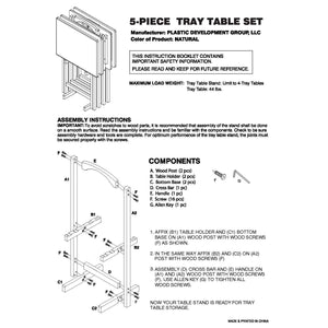 PDG 5 Piece TV Tray Set Wood, Natural - Material: Metal, Hardwood (Frame)