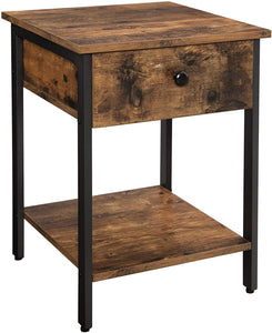 Set of 2, Night Stands, Industrial Design, Rustic Brown and Black