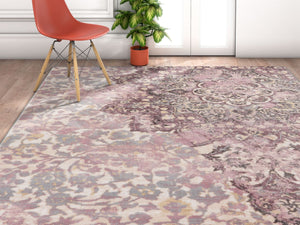 Stella Lavender Vintage Shiraz Medallion Modern Area Rug Purple Distressed Oriental Carpet