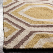 Safavieh Dhurries Collection DHU202A Hand Woven Ivory and Yellow Premium Wool Area Rug