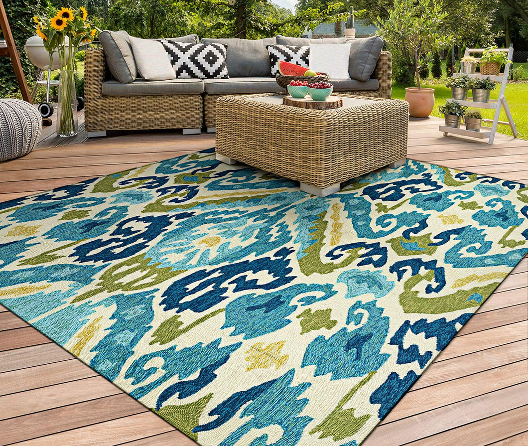 Couristan Covington 2263/0702 Rug, 2-Feet by 4-Feet, Delfina/Azure-Lemon