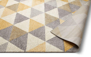 Well Woven Isometry Gold & Grey Modern Geometric Triangle Pattern Area Rug Soft Shed Free Easy to Clean Stain Resistant