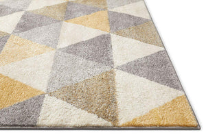 Well Woven Isometry Gold & Grey Modern Geometric Triangle Pattern Area Rug Soft Shed Free Easy to Clean Stain Resistant