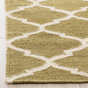 Safavieh Dhurries Collection DHU115A Hand Woven Green and Ivory Premium Wool Area Rug