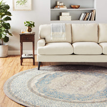 Safavieh Sofia Collection SOF365A Vintage Light Grey and Blue Center Medallion Distressed Round Area Rug