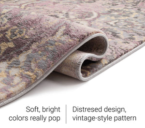 Stella Lavender Vintage Shiraz Medallion Modern Area Rug Purple Distressed Oriental Carpet
