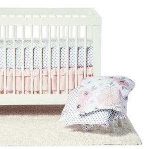 Sweet Jojo Designs Pink, Grey & White Shabby Chic Watercolor Floral Collection Baby Girl 11-piece Bumperless Crib Bedding Set