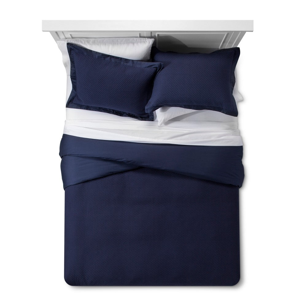 Navy Matelasse Duvet Cover Set (Full/Queen) - Fieldcrest , Blue