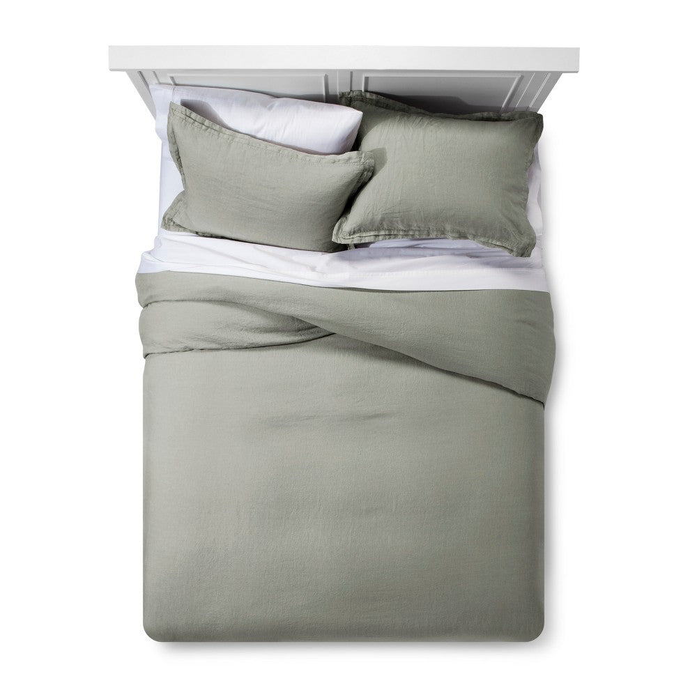 Cashmere Gray Lightweight Linen Duvet Cover Set (Full/Queen) - Fieldcrest