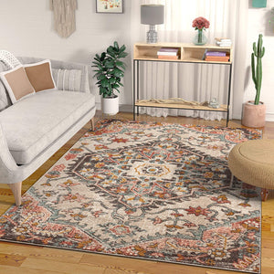 Bohemian Floral 5'3" x 7'3" Distressed Area Rug
