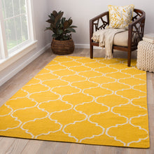 Jaipur Rugs Flat Weave Geometric Pattern Gold and Yellow Wool Handmade Rug - MR65