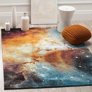 Safavieh Galaxy Collection GAL109D Abstract Watercolor Orange and Multi Area Rug (5' x 8')